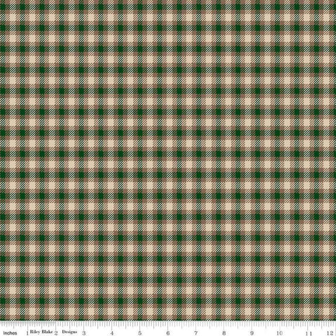 Image of Plaid-Venture Club Scout Forest quilting cotton fabric by by the RBD Designers for Riley Blake Designs. Features plaid on a tan background. Cute Little Fabric Shop