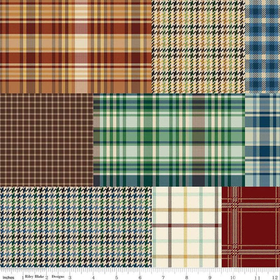 Image of Plaid-Venture Club Plaids Cheater Print quilting cotton fabric by by the RBD Designers for Riley Blake Designs. Features plaid on a multicolored background. Cute Little Fabric Shop