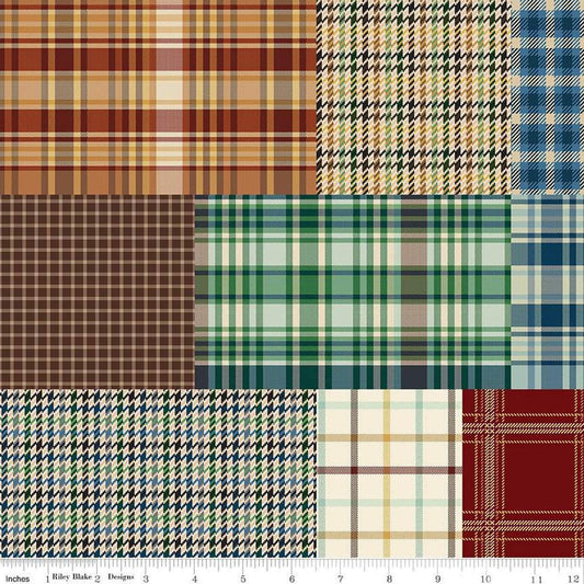 Image of Plaid-Venture Club Plaids Cheater Print quilting cotton fabric by by the RBD Designers for Riley Blake Designs. Features plaid on a multicolored background. Cute Little Fabric Shop