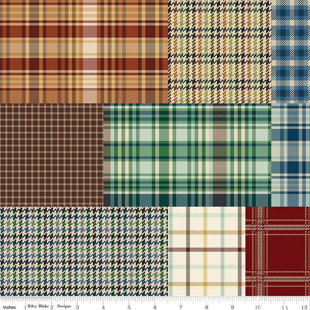 Image of Plaid-Venture Club Plaids Cheater Print quilting cotton fabric by by the RBD Designers for Riley Blake Designs. Features plaid on a multicolored background. Cute Little Fabric Shop