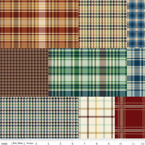 Image of Plaid-Venture Club Plaids Cheater Print quilting cotton fabric by by the RBD Designers for Riley Blake Designs. Features plaid on a multicolored background. Cute Little Fabric Shop