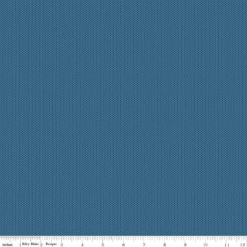 Image of Poparazzi Denim quilting cotton fabric by The RBD Designers for Riley Blake Designs. Features squares on a blue background. Cute Little Fabric Shop