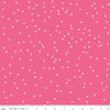 Image of On The Dot Watermelon quilting cotton fabric by Sew Yeah Quilting for Riley Blake Designs. Features dots on a pink background. Cute Little Fabric Shop