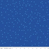 Image of On The Dot Royal quilting cotton fabric by Sew Yeah Quilting for Riley Blake Designs. Features dots on a blue background. Cute Little Fabric Shop