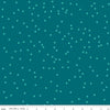 Image of On The Dot Ocean Green quilting cotton fabric by Sew Yeah Quilting for Riley Blake Designs. Features dots on a blue background. Cute Little Fabric Shop