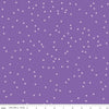 Image of On The Dot Elderberry quilting cotton fabric by Sew Yeah Quilting for Riley Blake Designs. Features dots on a purple background. Cute Little Fabric Shop