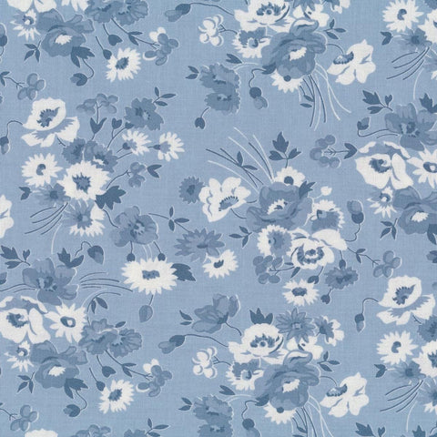 2 Yard 28" End of Bolt - Nantucket Summer WIDE BACK 108034 Light Blue - Moda Fabrics - 107/108" Wide - Floral - Quilting Cotton Fabric
