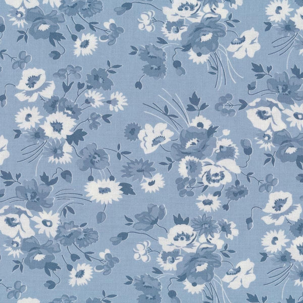 3 Yard Cut - Nantucket Summer WIDE BACK 108034 Light Blue - Moda Fabrics - 107/108" Wide - Floral - Quilting Cotton Fabric
