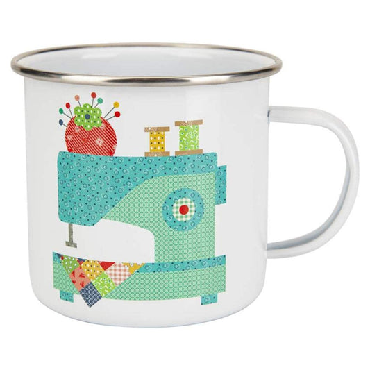SALE Lori Holt Vintage Happy Enamel Tin Mug ST-14746 - Riley Blake Designs - Sewing Machine - Holds 20 ounces - Hand Wash