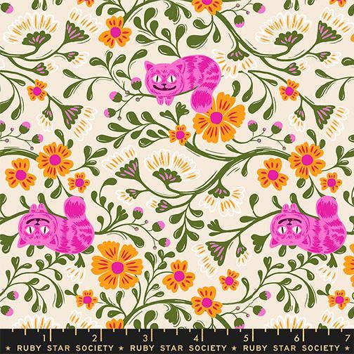Image of Hello Alice Cheshire Shell quilting cotton fabric by Ruby Star Society for Moda Fabrics. Features flowers on a cream background. Cute Little Fabric Shop