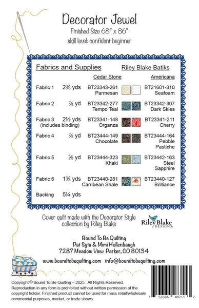 SALE Decorator Jewel Quilt PATTERN P236 by Bound To Be Quilting - Riley Blake Design - INSTRUCTIONS Only - Confident Beginner
