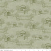 Covered Bridges in Fall Toile C16212 Sage - Riley Blake Designs - Tone on Tone Scenery Landscape  - Quilting Cotton Fabric