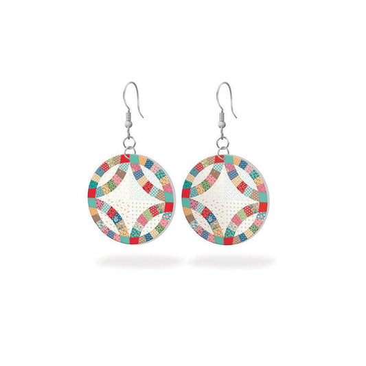 SALE Leather Circle Earrings STLR-45537 Home Town - Riley Blake Designs - 100% Full Grain Leather - Hypoallergenic Hooks