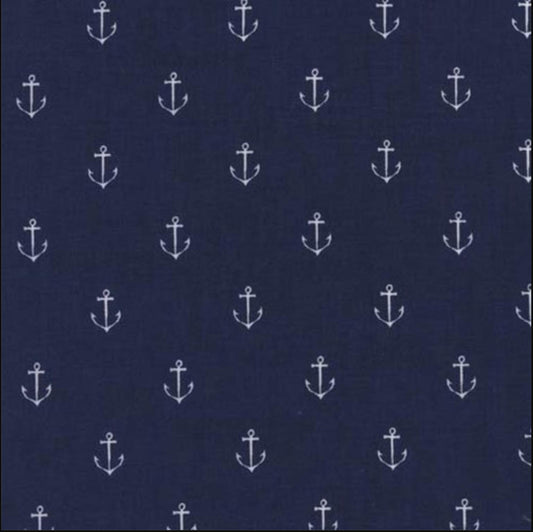 Anchors Away DC9717 Navy - Michael Miller - Anchors Sea Ocean Sailing Dark Blue - Quilting Cotton Fabric
