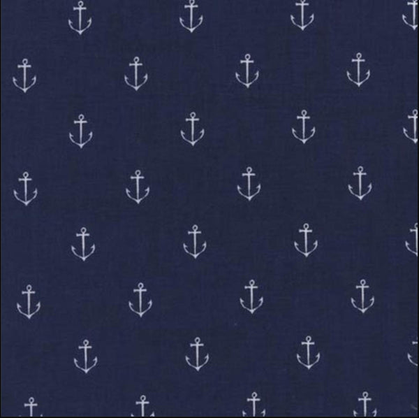 Anchors Away DC9717 Navy by Michael Miller - Anchors Sea Ocean Sailing Dark Blue - Quilting Cotton Fabric