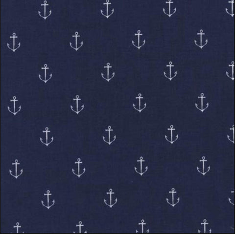 Anchors Away DC9717 Navy by Michael Miller - Anchors Sea Ocean Sailing Dark Blue - Quilting Cotton Fabric