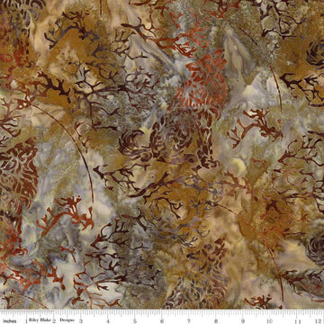 Image of Expressions Batiks Places You'll Go Western Reflections Mocha Chestnut quilting cotton fabric by The RBD Designers for Riley Blake Designs. Features shapes on a brown background. Cute Little Fabric Shop