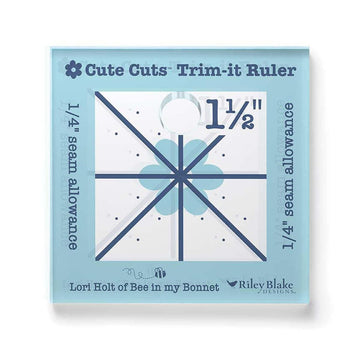 SALE Cute Cuts Trim-It Ruler 1 1/2" Square - STTI-46826 - Riley Blake Plastic Non-Slip Ruler