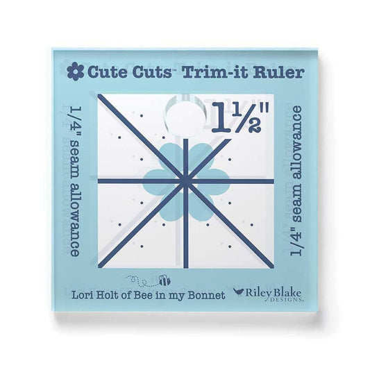 SALE Cute Cuts Trim-It Ruler 1 1/2" Square - STTI-46826 - Riley Blake Plastic Non-Slip Ruler