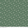 Image of Morning Latte Ditsy Green quilting cotton fabric by Sandy Gervais for Riley Blake Designs. Features flowers on a green background. Cute Little Fabric Shop