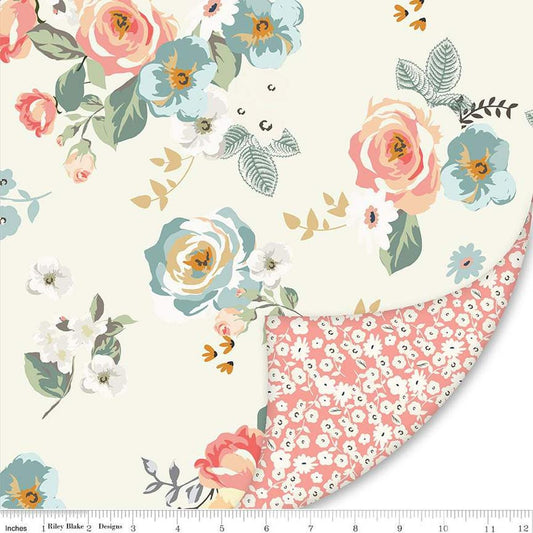 Double Lush Velvet Gingham Garden LV16811 Floral Fabric - Riley Blake Designs - Double Sided Plush - No Fray Edge - Polyester