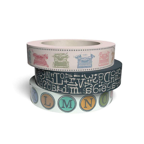 SALE Lori Holt TYPE/ography Washi Tape ST-45606 - Riley Blake Designs - 3-Pack - 10 Yards Each 1" Width
