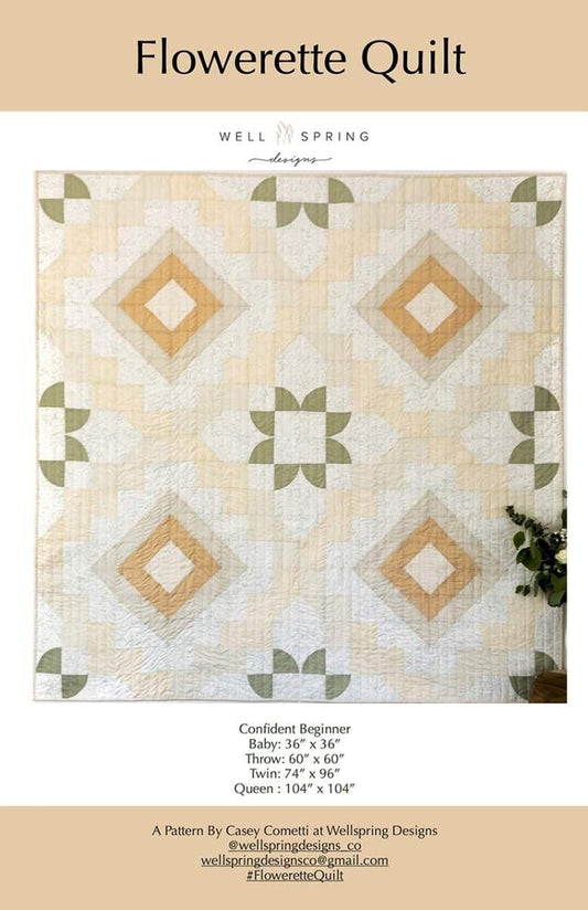 SALE Flowerette Quilt PATTERN P191 - Casey Cometti - Riley Blake Designs - INSTRUCTION Only - Confident Beginner Multiple Size