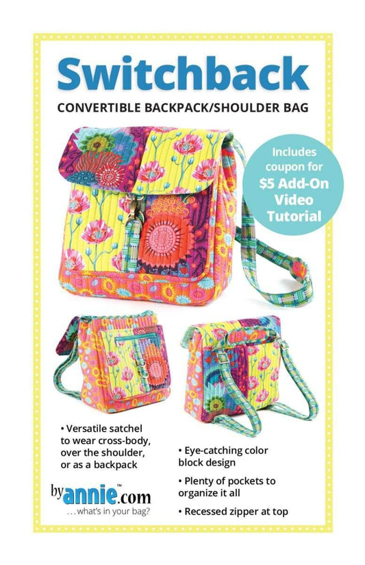 Switchback Duffle Bag Project PATTERN P253 -Annie - Riley Blake Designs - INSTRUCTIONS Only - Backpack Shoulder Bag