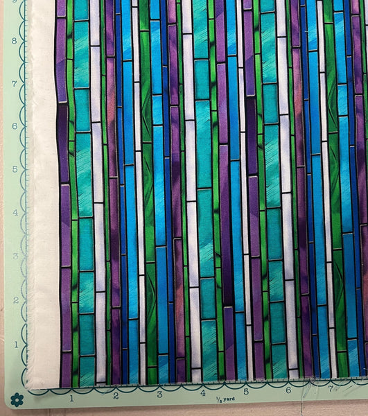 Tree of Life Stripe 30928 Blue B - by QT Fabrics - Striped Stained Glass Rows - Quilting Cotton Fabric