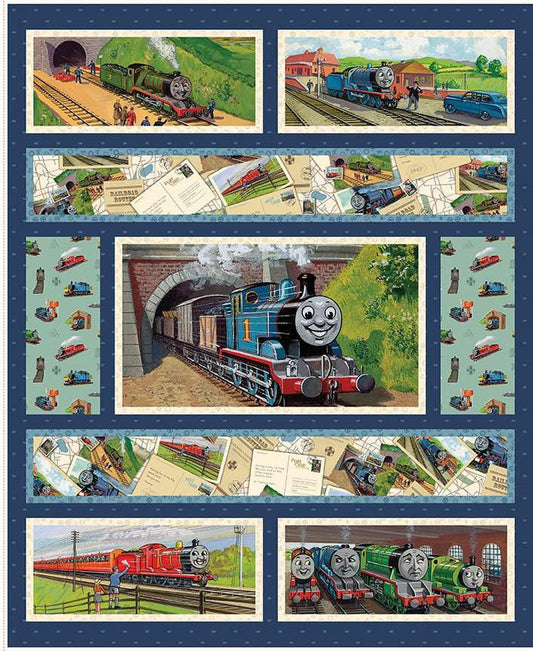 SALE Thomas & Friends™ 80th Anniversary Thomas and Friends Panel - Licensed Product - DIGITALLY PRINTED - Quilting Cotton Fabric