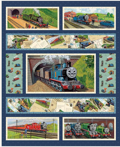 SALE Thomas & Friends™ 80th Anniversary Thomas and Friends Panel - Licensed Product - DIGITALLY PRINTED - Quilting Cotton Fabric
