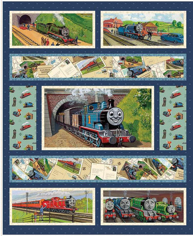 SALE Thomas & Friends™ 80th Anniversary Thomas and Friends Panel - Licensed Product - DIGITALLY PRINTED - Quilting Cotton Fabric