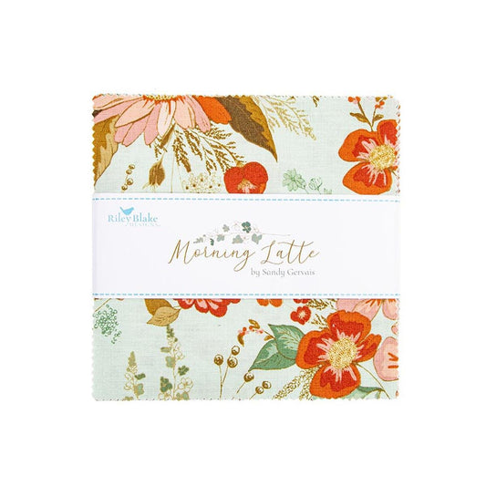 Morning Latte Charm Pack 5" Stacker Bundle 5-16920-42 - Riley Blake Designs - 42-Piece Precut  - Quilting Cotton Fabric
