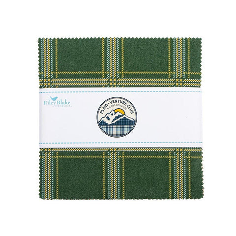 SALE Plaid-Venture Club Charm Pack 5" Stacker Bundle - Riley Blake Designs - 42 piece Precut Pre cut - Quilting Cotton Fabric