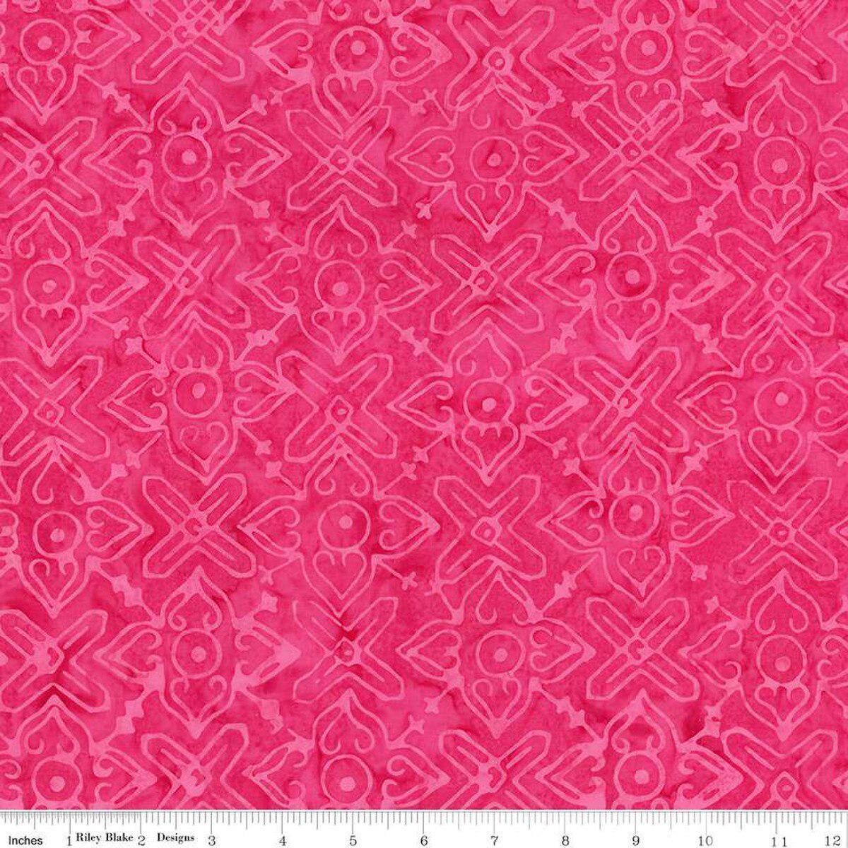 Image of Expressions Batiks Love Punch Punch quilting cotton fabric by The RBD Designers for Riley Blake Designs. Features hearts on a pink background. Cute Little Fabric Shop