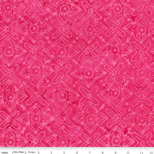 Image of Expressions Batiks Love Punch Punch quilting cotton fabric by The RBD Designers for Riley Blake Designs. Features hearts on a pink background. Cute Little Fabric Shop