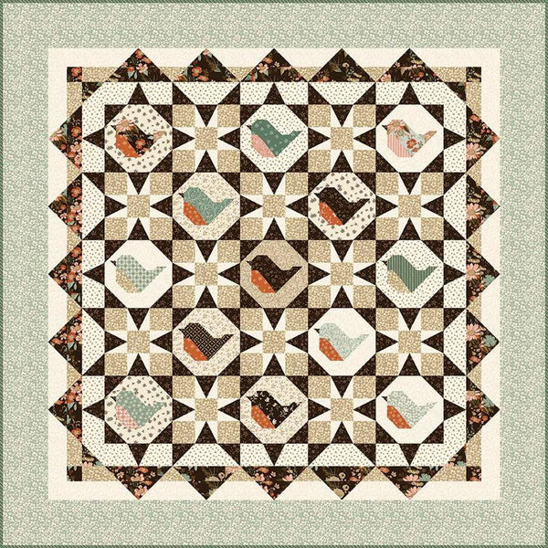 SALE Morning Song Quilt PATTERN P157 by Sandy Gervais - Riley Blake Designs - INSTRUCTIONS Only - Stars Birds Alternating