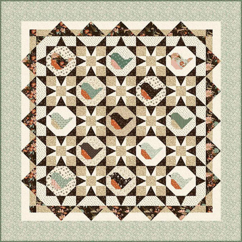 SALE Morning Song Quilt PATTERN P157 by Sandy Gervais - Riley Blake Designs - INSTRUCTIONS Only - Stars Birds Alternating