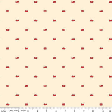 Image of Thomas & Friends™ 80th Anniversary Train Dots Cream quilting cotton fabric by Riley Blake Official Licensed Product for Riley Blake Designs. Features trains on a cream background. Cute Little Fabric Shop