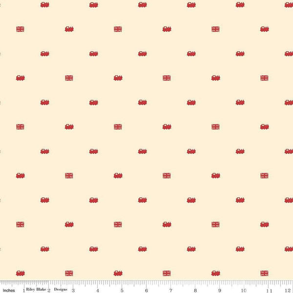 Image of Thomas & Friends™ 80th Anniversary Train Dots Cream quilting cotton fabric by Riley Blake Official Licensed Product for Riley Blake Designs. Features trains on a cream background. Cute Little Fabric Shop
