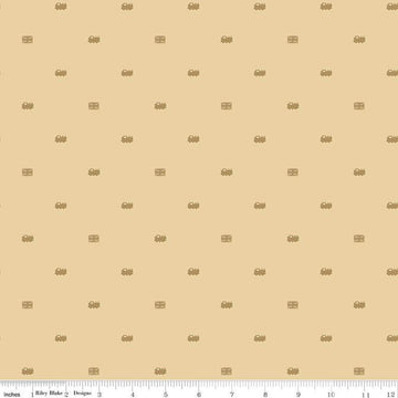 Image of Thomas & Friends™ 80th Anniversary Train Dots Flax quilting cotton fabric by Riley Blake Official Licensed Product for Riley Blake Designs. Features trains on a beige background. Cute Little Fabric Shop