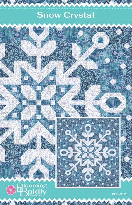 Snow Crystal Quilt PATTERN P006 - Blooming Boldly Designs - Riley Blake Designs - Winter Snowflakes - INSTRUCTIONS Only