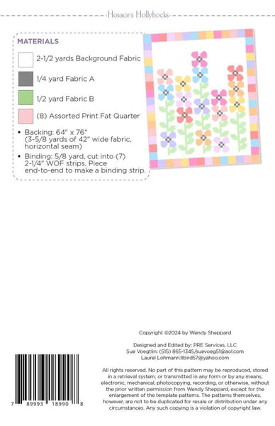 SALE Horace's Hollyhocks Quilt PATTERN P180 by Wendy Sheppard - Riley Blake Designs - INSTRUCTIONS Only - Fat Quarter Friendly
