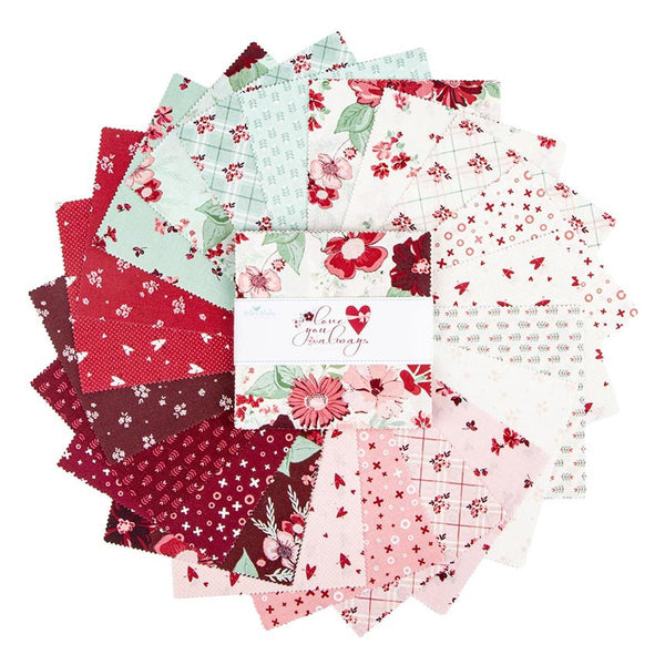 SALE Love You Always Charm Pack 5" Stacker Bundle - Riley Blake Designs - 42 piece Precut Pre cut - Quilting Cotton Fabric