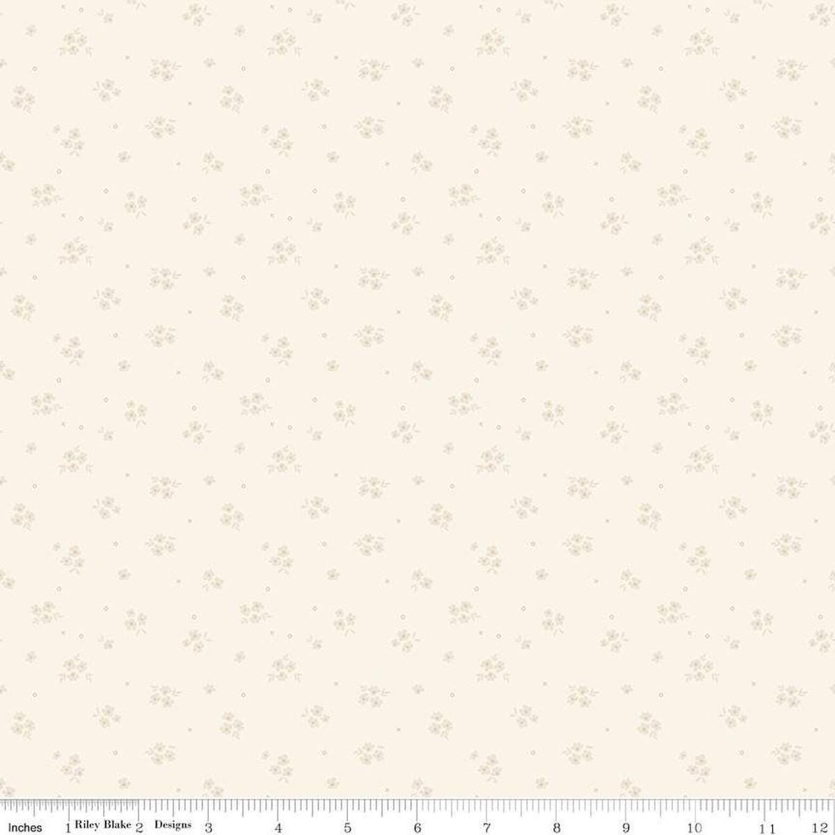 Image of Love You Always Ditsy Cream quilting cotton fabric by Sandy Gervais for Riley Blake Designs. Features flowers on a cream background. Cute Little Fabric Shop