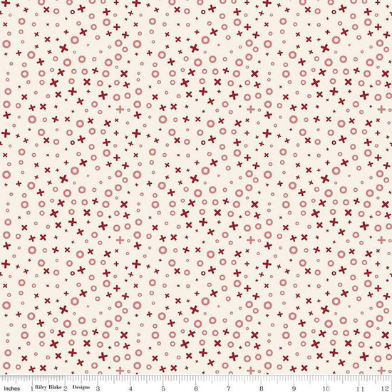 Image of Love You Always XOs Cream quilting cotton fabric by Sandy Gervais for Riley Blake Designs. Features hugs and kisses on a cream background. Cute Little Fabric Shop