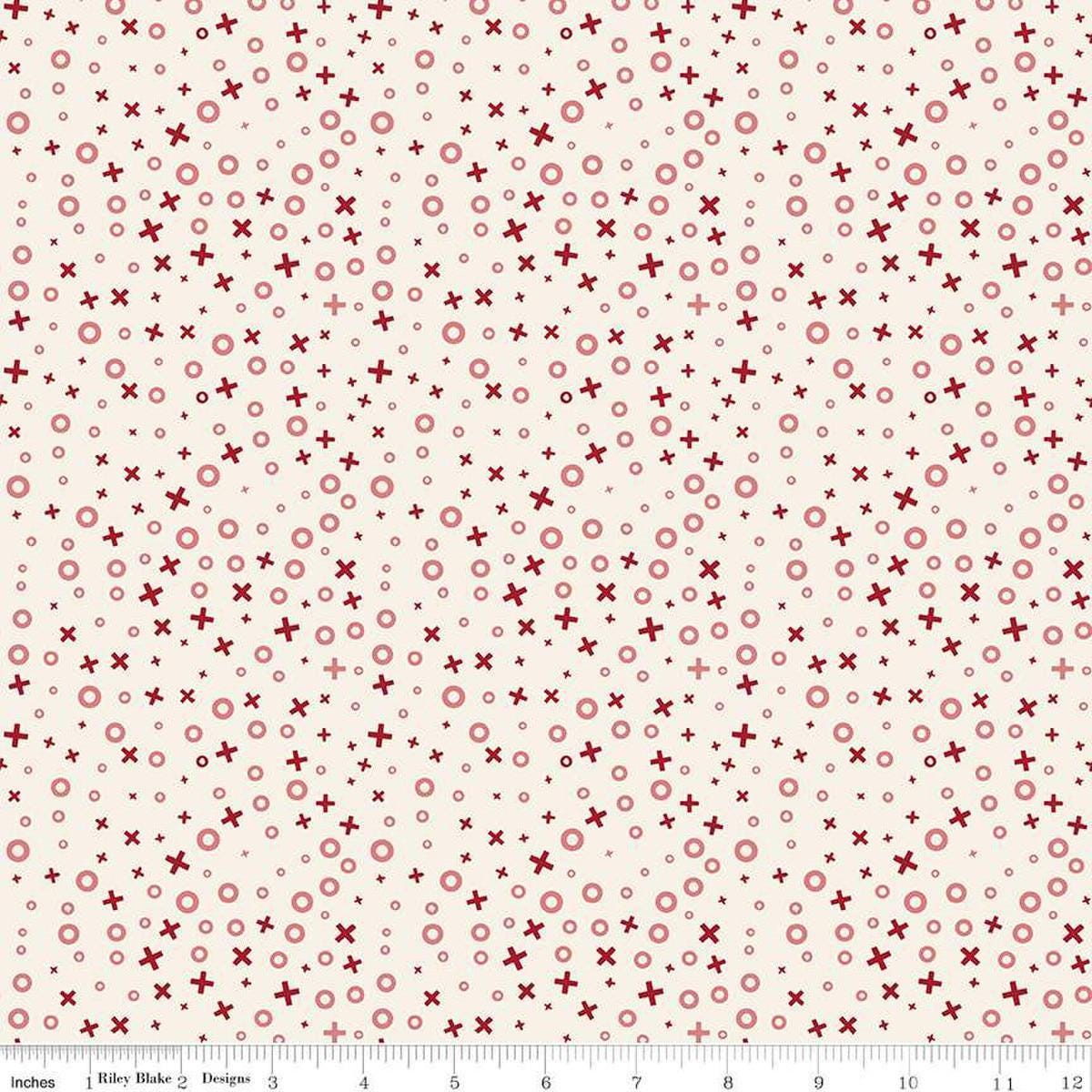 Image of Love You Always XOs Cream quilting cotton fabric by Sandy Gervais for Riley Blake Designs. Features hugs and kisses on a cream background. Cute Little Fabric Shop