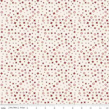 Image of Love You Always XOs Cream quilting cotton fabric by Sandy Gervais for Riley Blake Designs. Features hugs and kisses on a cream background. Cute Little Fabric Shop