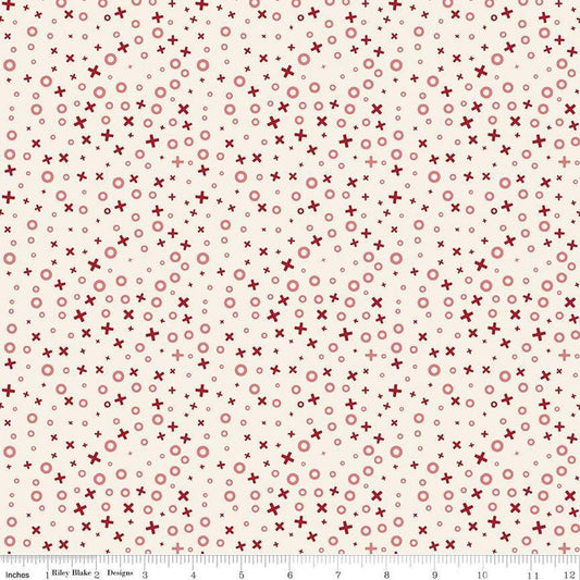Image of Love You Always XOs Cream quilting cotton fabric by Sandy Gervais for Riley Blake Designs. Features hugs and kisses on a cream background. Cute Little Fabric Shop