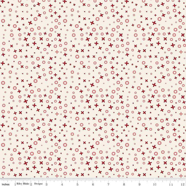 Image of Love You Always XOs Cream quilting cotton fabric by Sandy Gervais for Riley Blake Designs. Features hugs and kisses on a cream background. Cute Little Fabric Shop